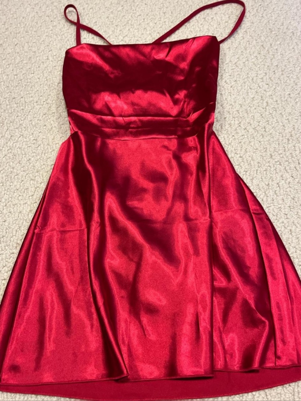 red satin cowl neck backless mini dress